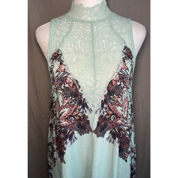 Intimately Free People Marsha Lace Slip Dress Turquoise Blue Floral Flowing XS - Picture 11 of 16